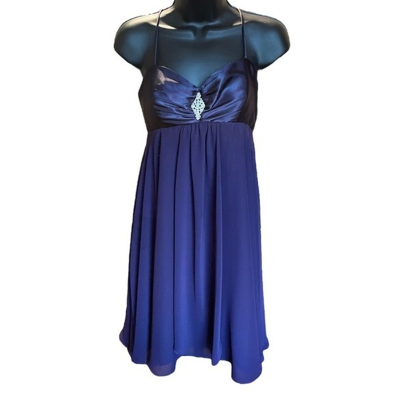 Betsy & Adam NWT Purple Empire Waist Mini formal Dress Size 4 - Picture 1 of 9
